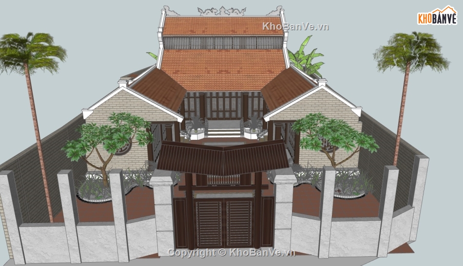 sketchup từ đường,nhà từ đường,su nhà từ đường