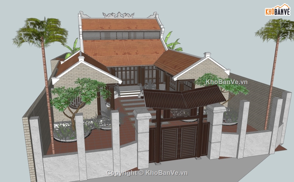 sketchup từ đường,nhà từ đường,su nhà từ đường