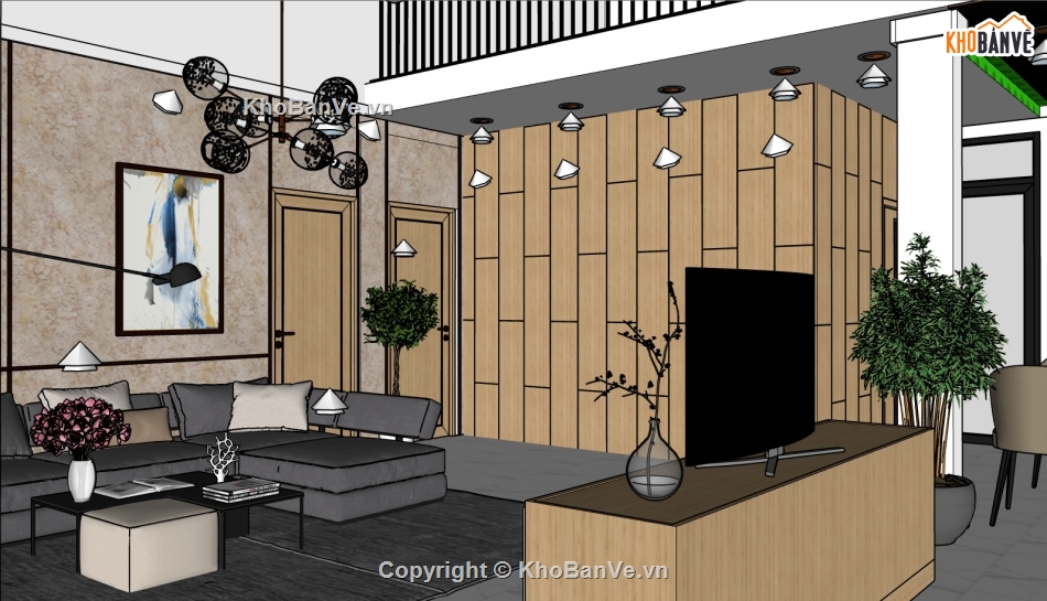 nội thất nhà phố su,model sketchup khách bếp,sketchup nội thất hiện đại,nội thất phòng ngủ