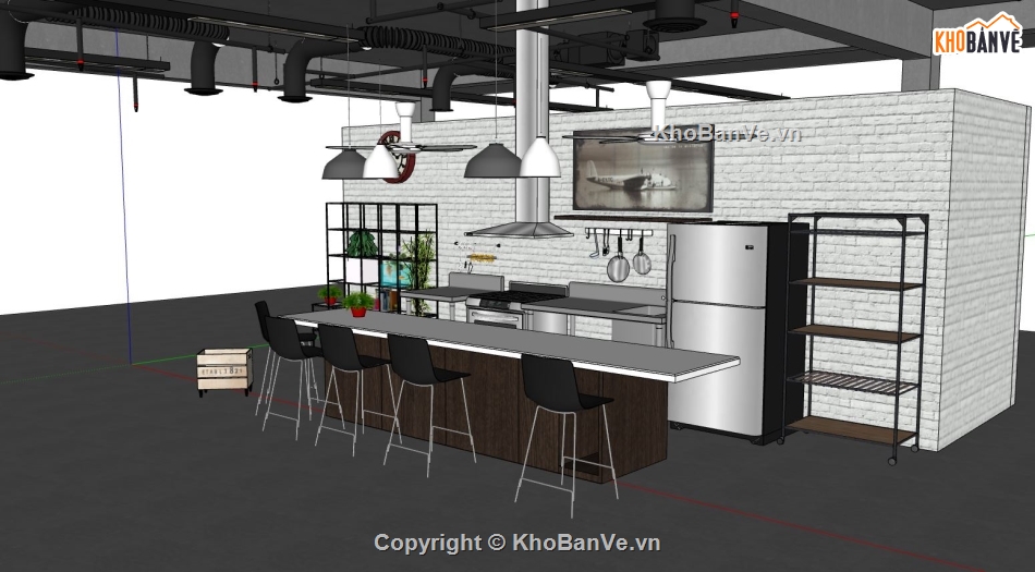 sketchup phòng bếp,model su phòng bếp,thiết kế phòng bếp