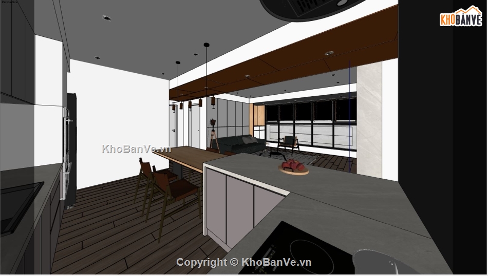nội thất phòng bếp,Sketchup phòng bếp,model sketchup nội thất,phòng bếp sketchup