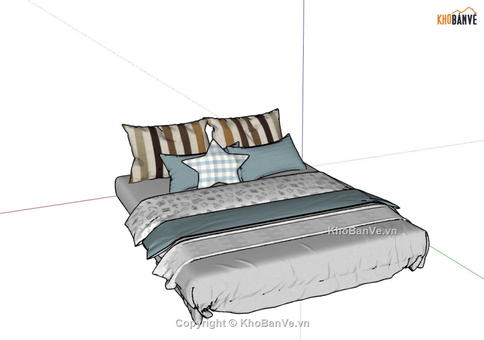 3d sketchup phòng ngủ,Nội thất phòng ngủ sketchup,phòng ngủ sketchup,model nội thất phòng ngủ