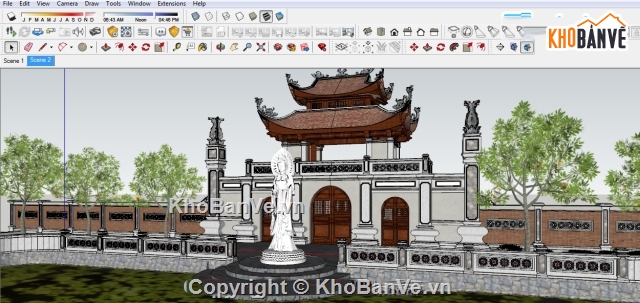 File sketchup cổng chùa,Model sketchup cổng chùa,Cổng chùa file sketchup,cổng chùa,mẫu cổng chùa