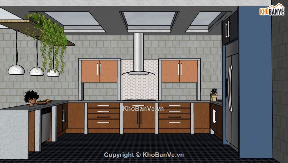 phòng bếp sketchup,model su phòng bếp,sketchup phòng bếp