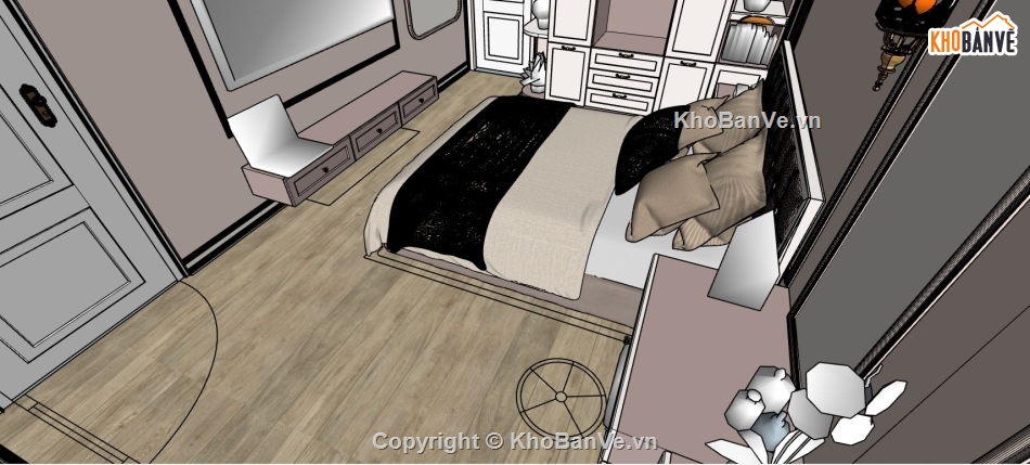 file sketchup phòng ngủ,phòng ngủ sketchup,mẫu su phòng ngủ,model 3d phòng ngủ