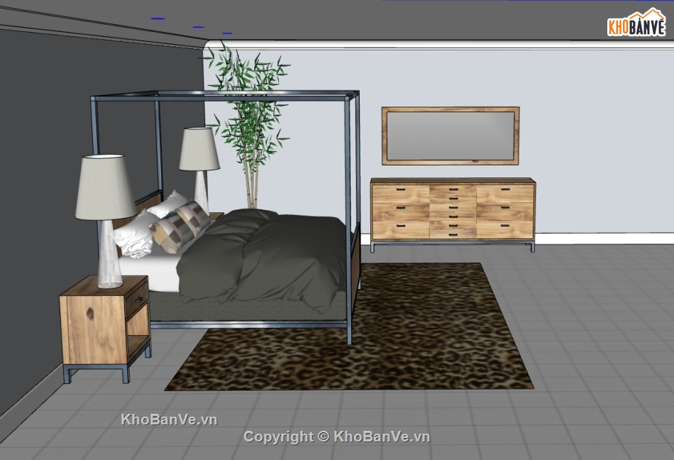 phòng ngủ sketchup,phòng ngủ model sketchup,model phòng ngủ sketchup,file sketchup phòng ngủ