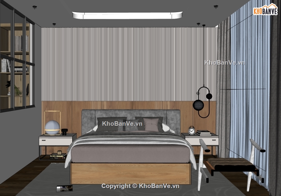 file sketchup phòng ngủ,phòng ngủ hiện đại file sketchup,thiết kế nội thất phòng ngủ