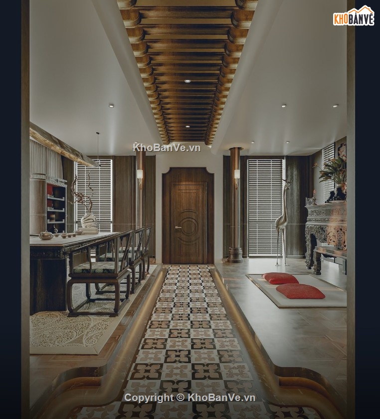 mẫu phòng thờ,mẫu phòng thờ đẹp,file 3d phòng thờ 2020