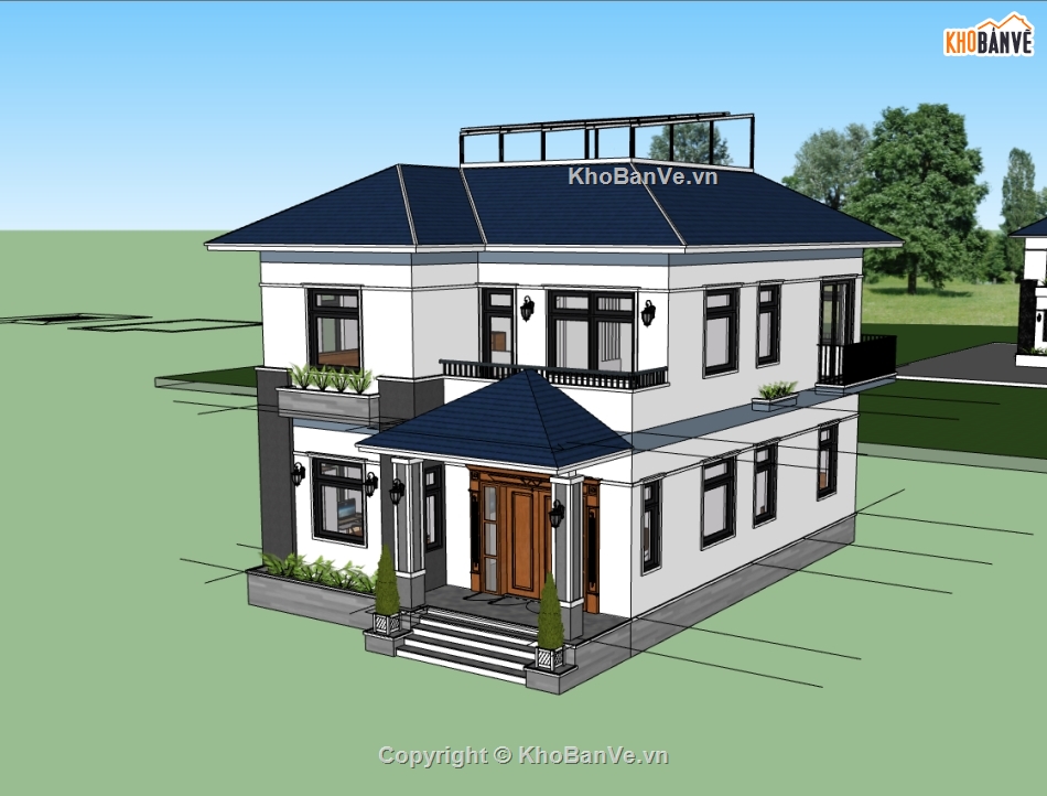 su nhà mái nhật,sketchup nhà mái nhật,nhà mái nhật