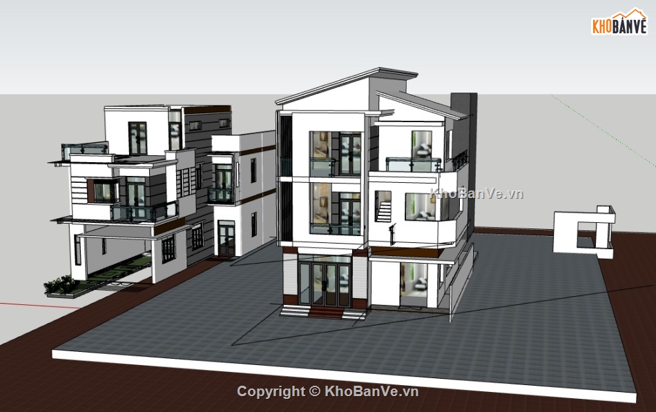 nhà phố 3 tầng,nhà phố 3 tầng su,nhà 3 tầng su,Model su nhà phố 3 tầng