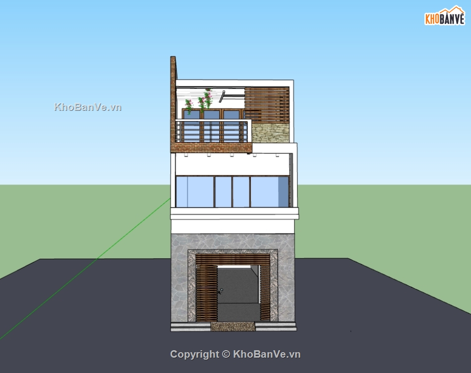 nhà phố 3 tầng dựng sketchup,dựng model su nhà biệt thự,file sketchup biệt thự 3 tầng