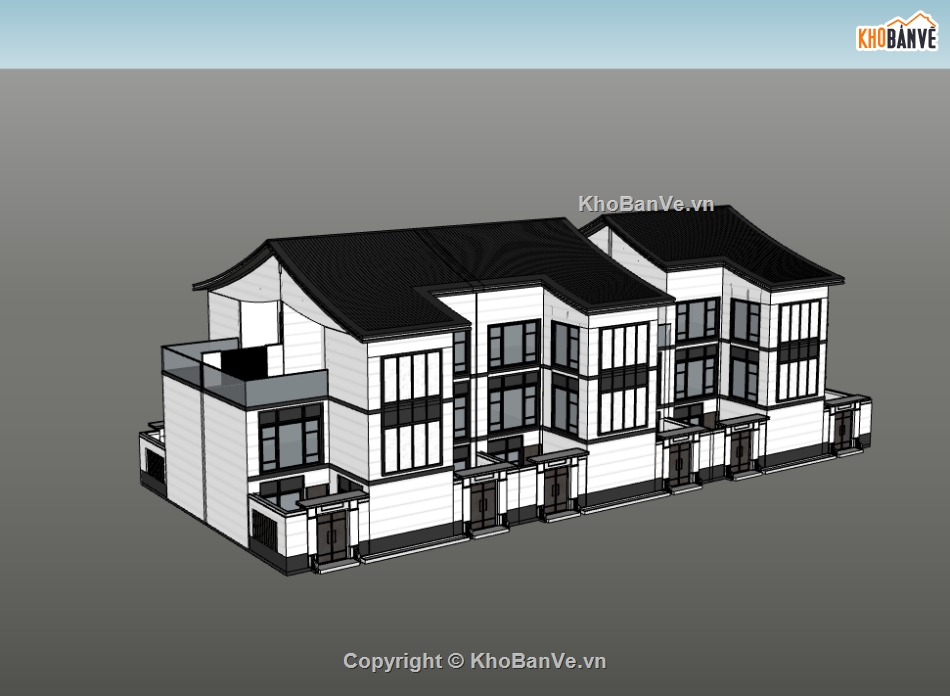 nhà 3 tầng,su nhà 3 tầng,sketchup nhà 3 tầng