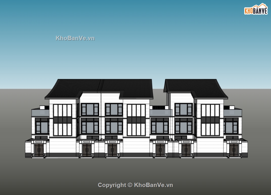 nhà 3 tầng,su nhà 3 tầng,sketchup nhà 3 tầng