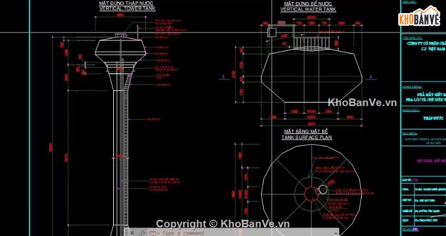 Bản vẽ tháp nước,Bản vẽ Hồ nước,Bản vẽ tháp canh,Bản vẽ cấp nước,Bản vẽ đài nước