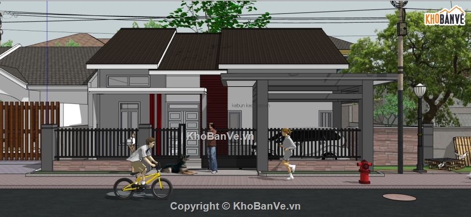 model su nhà cấp 4,mẫu nhà cấp 4 sketchup,thiết kế nhà cấp 4 sketchup