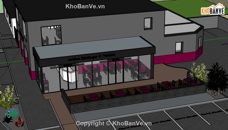 Nhà hàng ăn 2 tầng,model su nhà hàng ăn,nhà hàng ăn file su,file sketchup nhà hàng ăn,nhà hàng ăn model su