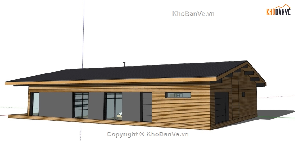 nhà 1 tầng,model sketchup nhà 1 tầng,thiết kế nhà 1 tầng,mẫu nhà 1 tầng sketchup