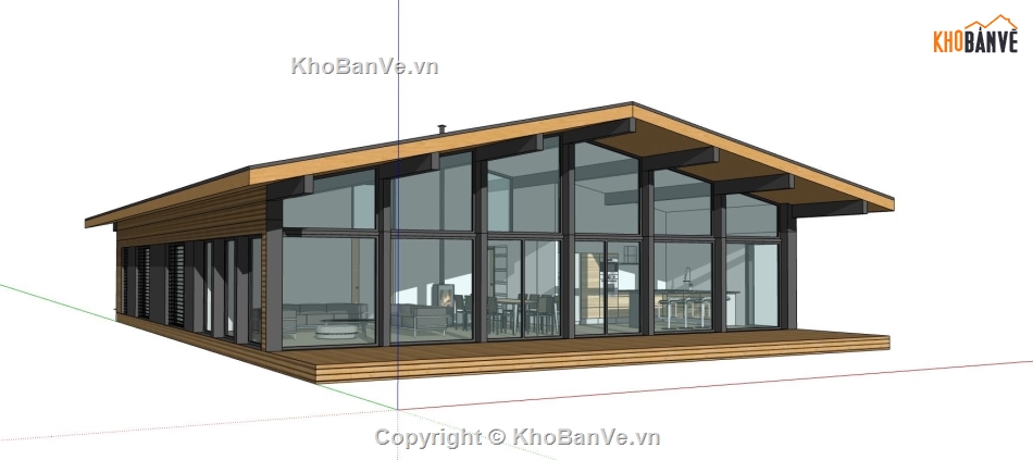 nhà 1 tầng,model sketchup nhà 1 tầng,thiết kế nhà 1 tầng,mẫu nhà 1 tầng sketchup