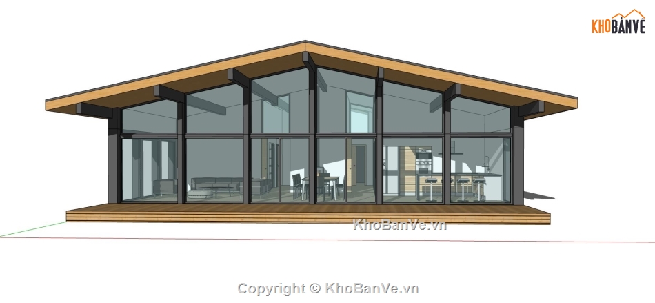 nhà 1 tầng,model sketchup nhà 1 tầng,thiết kế nhà 1 tầng,mẫu nhà 1 tầng sketchup