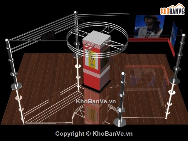 3d max model,trang trí cột quản cáo,3dmax cột quảng cáo