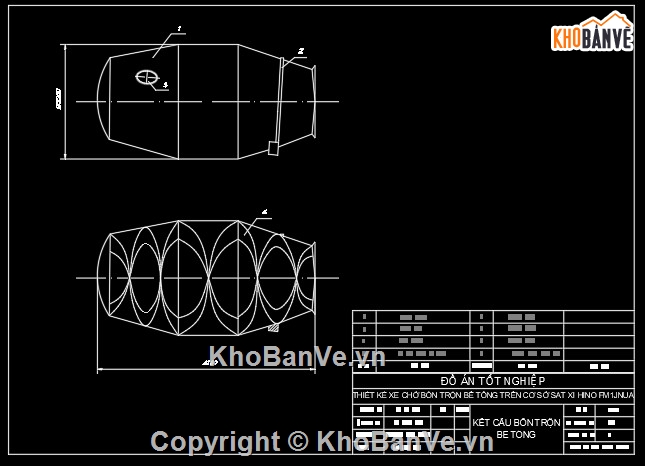 bản vẽ xe bồn bê tông,đồ án xe bồn,đồ án bản vẽ