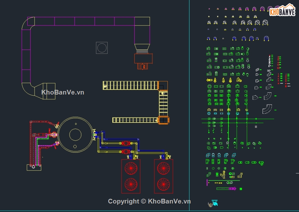 HVAC,cad điều hòa,cad máy hút,hệ thống HVAC