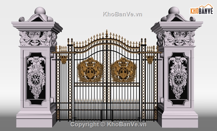 Mẫu cổng nhôm đúc,Mẫu cổng file 3D Max,Mẫu cổng file 3d,File max mẫu cổng đẹp,Mẫu cổng đẹp