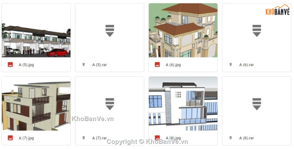 Sketchup mẫu biệt thự,mẫu Biệt thự villa,File sketchup Biệt thự,File sketchup villa,thư viện su villa