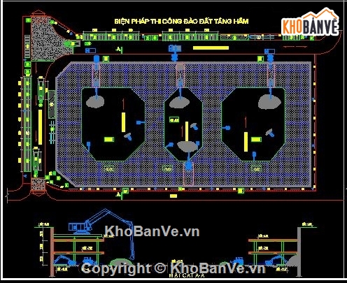 Biện pháp thi công 3 tầng hầm,39 biện pháp thi công tầng hầm,bản vẽ biện pháp thi công tầng hầm