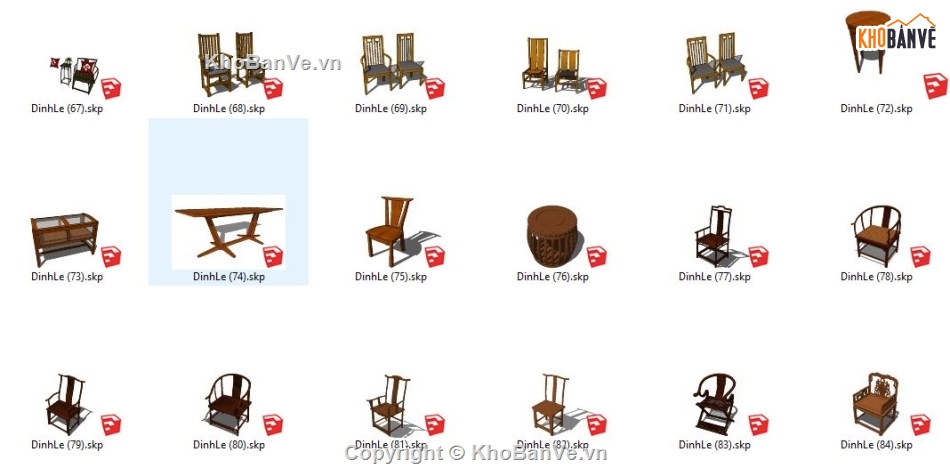 sketchup nội thất,File sketchup nội thất,ghế sofa gỗ,sketchup bàn ghế