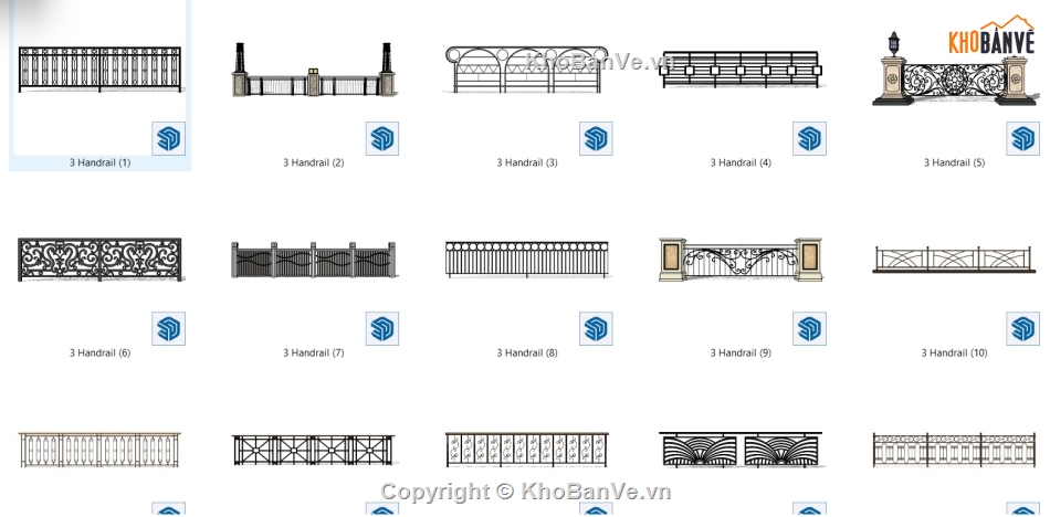 Bản vẽ sketchup lan can,Mẫu su lan can,File model su lan can,Model su lan can