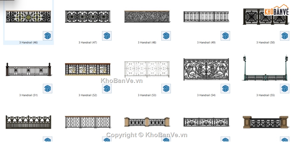 Bản vẽ sketchup lan can,Mẫu su lan can,File model su lan can,Model su lan can