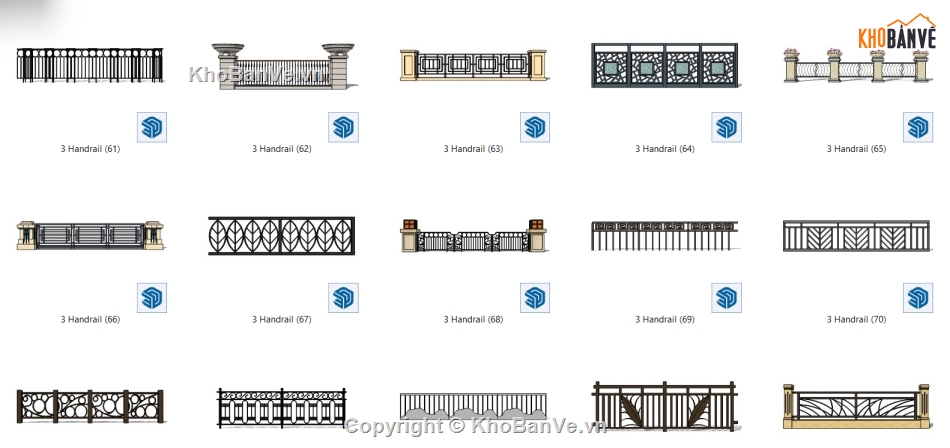 Bản vẽ sketchup lan can,Mẫu su lan can,File model su lan can,Model su lan can