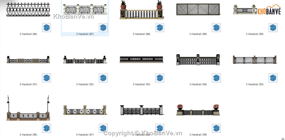 Bản vẽ sketchup lan can,Mẫu su lan can,File model su lan can,Model su lan can