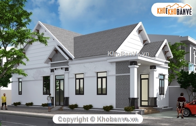 phối cảnh nhà,kiến trúc đẹp,kiến trúc nhà phố đẹp,biệt thự 1 tầng 7x17.7m,mẫu biệt thự 1 tầng
