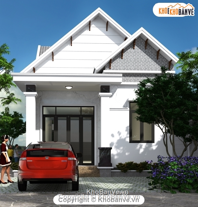 phối cảnh nhà,kiến trúc đẹp,kiến trúc nhà phố đẹp,biệt thự 1 tầng 7x17.7m,mẫu biệt thự 1 tầng