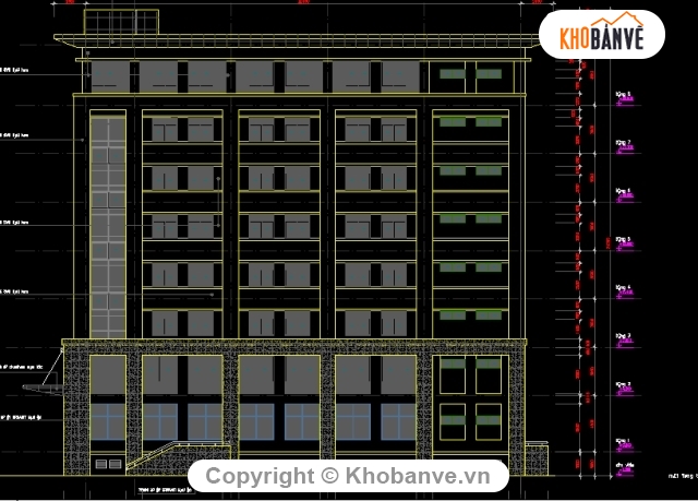 bản vẽ trụ sở,trụ sở 8 tầng,bản vẽ trụ sở 8 tầng