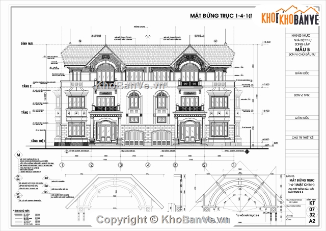 bản vẽ biệt thự,bản vẽ cad biệt thự song lập,bản vẽ biệt thự song lập,biệt thự song lập 11.6x23.5m