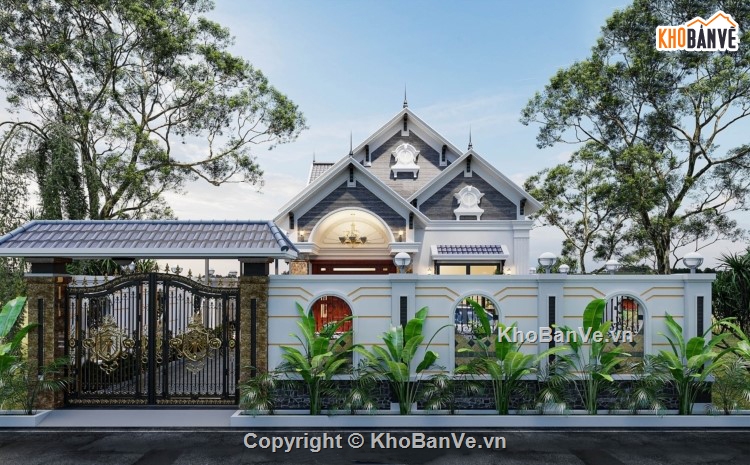 biệt thự 1 tầng,hồ sơ biệt thự,biệt thự 10 x 20m