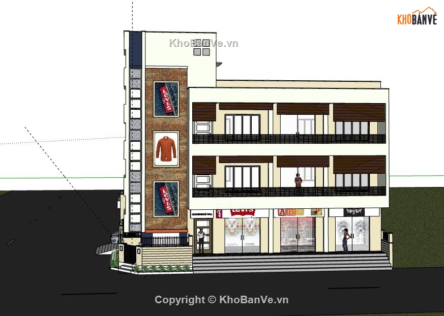 Trung tâm thời trang 3 tầng,Shop thời trang 3 tầng,shop thời trang,sketchup shop thời trang