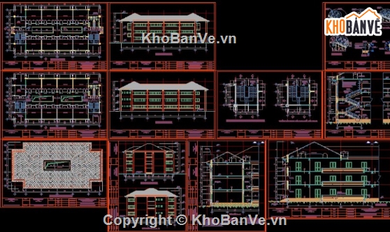 trường THPT,file cad trường THPT,cad trường học