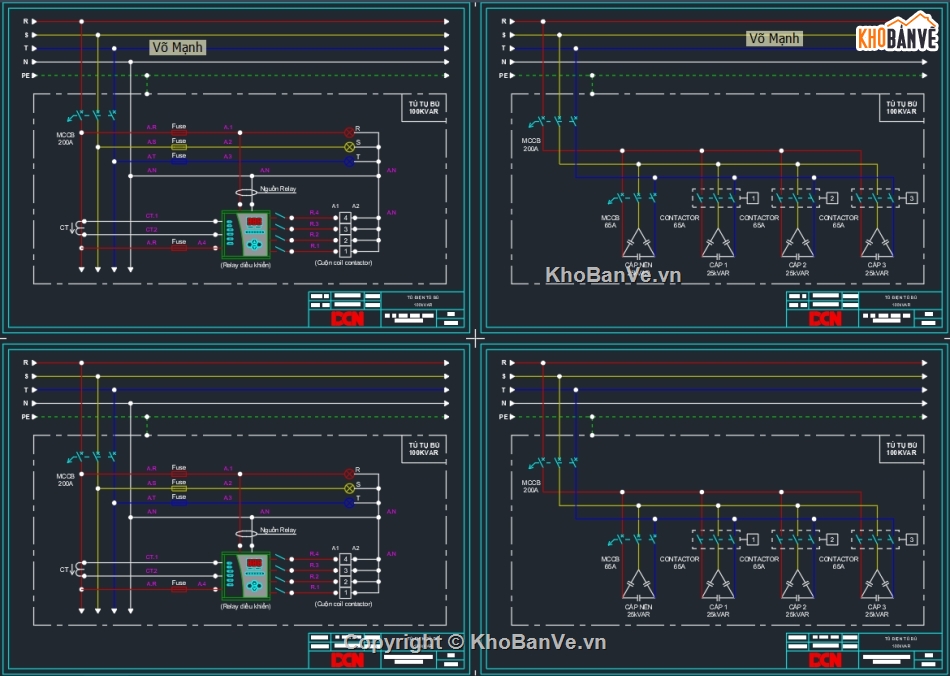 Bản vẽ thiết kế tủ điện,Bản vẽ tụ bù kvar,PLC,Tủ điện tụ bù cos phi,Tủ tụ bù công suất cos phi,Tủ điện PLC