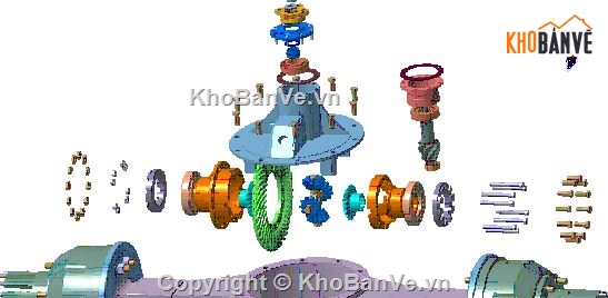 cụm cầu sau,bản vẽ cụm cầu,cụm may ơ,cụm cầu sau chủ động