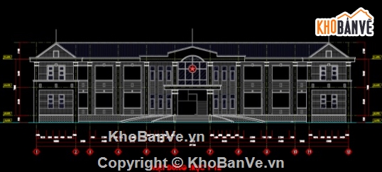 UBND file cad,ủy ban xã 2 tầng,file cad ủy ban xã