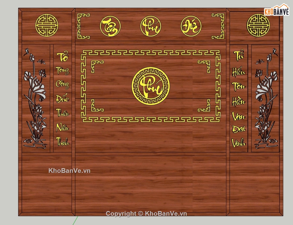 hoa sen sketchup,thư pháp,Vách sen,file sketchup