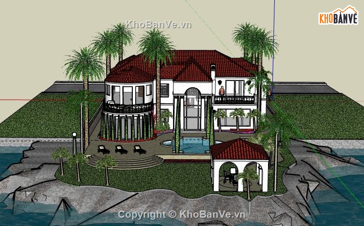 Villa 2 tầng,model su villa 2 tầng,file sketchup villa 2 tầng,villa 2 tầng sketchup