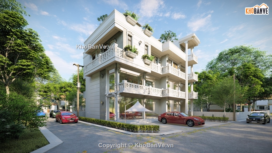 sketchup 3 tầng đẹp,model sketchup villa 3 tầng,mẫu villa 3 tầng su đẹp