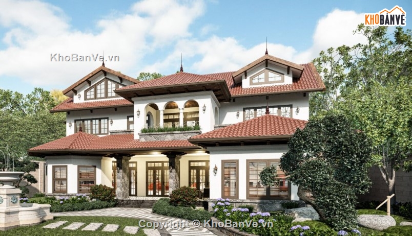 mẫu villa 3 tầng su đẹp,villa đẹp,file sketchup villa 3 tầng
