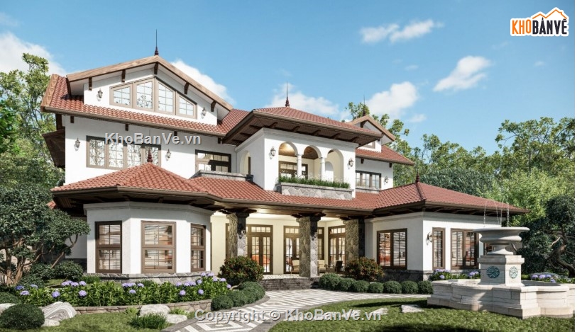 mẫu villa 3 tầng su đẹp,villa đẹp,file sketchup villa 3 tầng