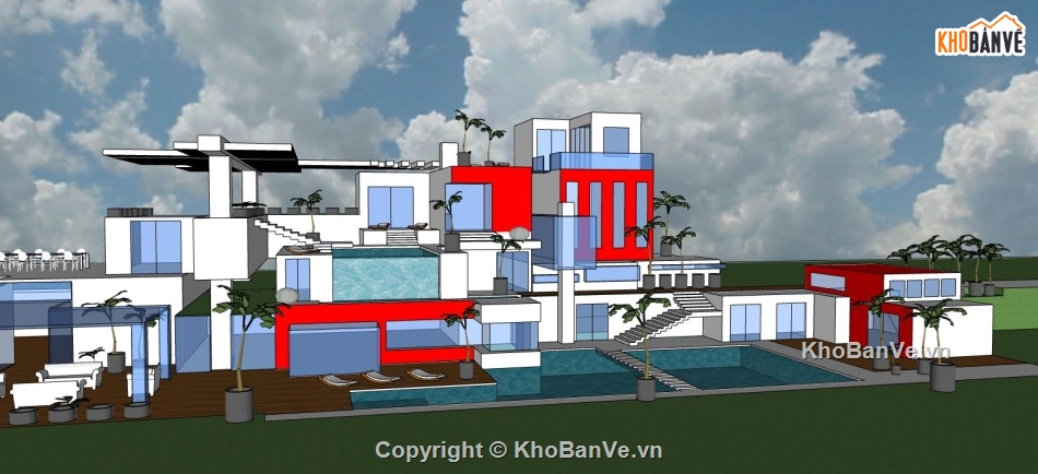 file su villa,sketchup villa,model su villa